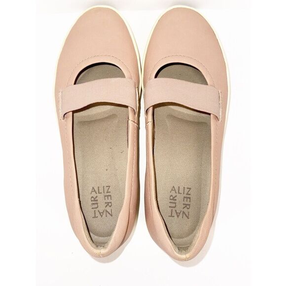 Naturalizer Mai Mary Jane Leather Sneaker Elastic Strap Blush Pink Nude 8.5WW - Picture 6 of 16